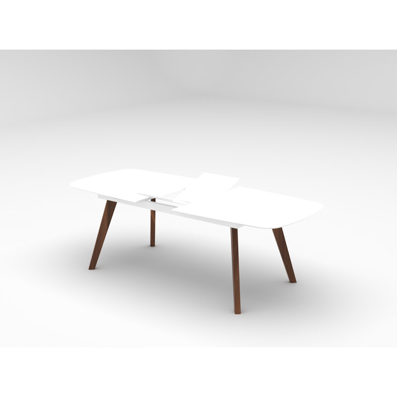 Sword Drop Leaf Extendable Dining Table, White Lacquer