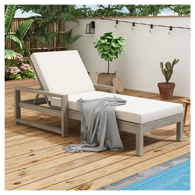 Chaise longue d'extérieur en bois d'acacia à 5 positions TREXM, finition grise