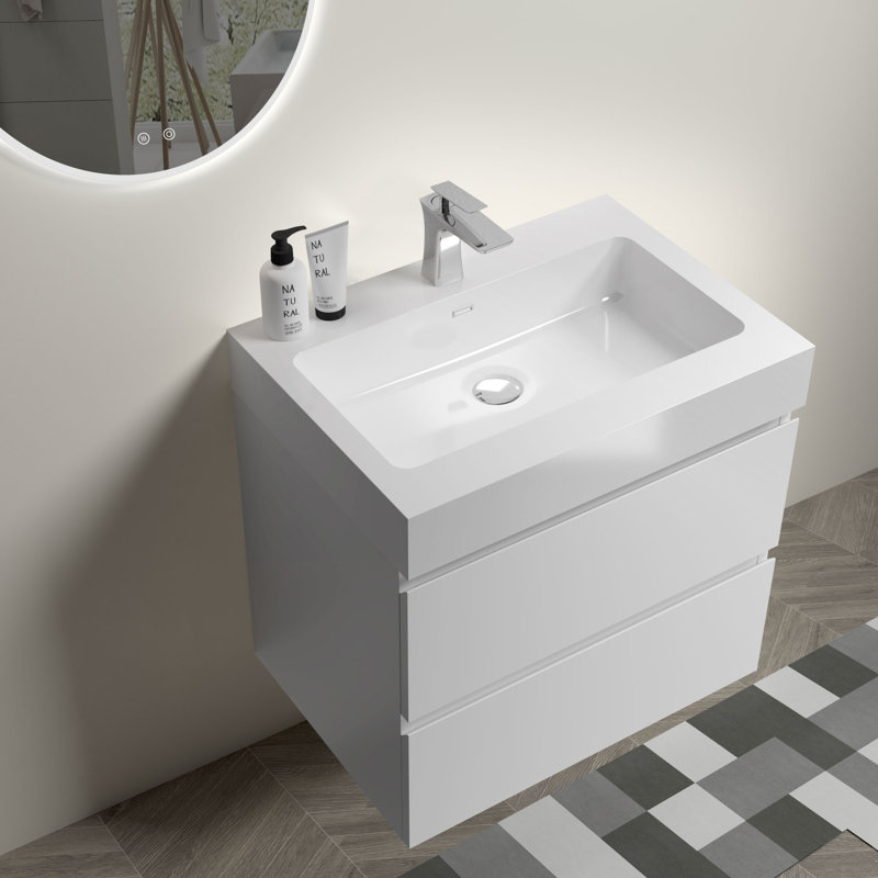 Plateau de meuble-lavabo simple 24 po avec trous pour robinet Marronnier