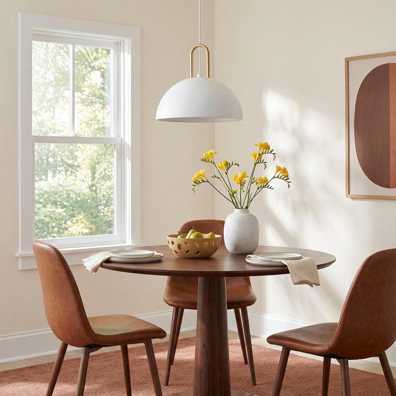 Dugan 1 - Light Single Pendant, White/Brushed Brass, White