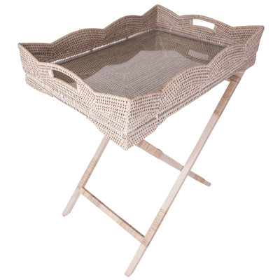 Scallop Design Butler Tray With Glass Insert