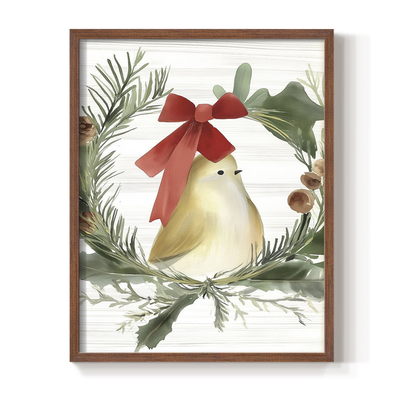 «Christmas Holiday Art», reproduction encadrée en bois massif, H 11 po x l 9 po, Noyer