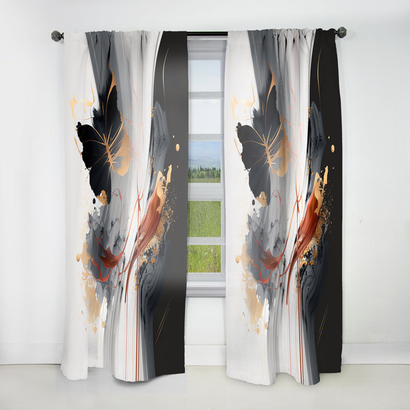 Dufort - Modern Butterfly Painting - Modern Curtain - Velvet Room Darkening - 1 panel, 52" W x 108" L