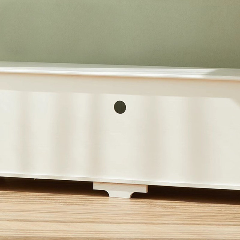Meuble télé blanc en bois massif, H 22,44 po x L 70,87 po x l 17,72 po, Blanc