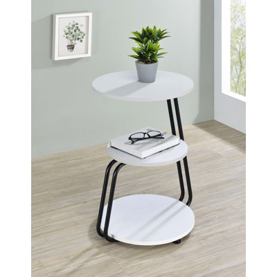Cianni Hilly 3-tier Round Accent Side Table White and Black