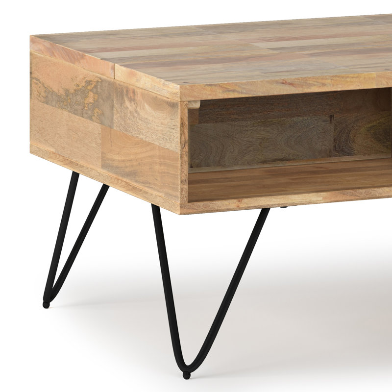 Hunter - Small Lift Top Coffee Table - Natural, 18" H x 24" W x 36" D