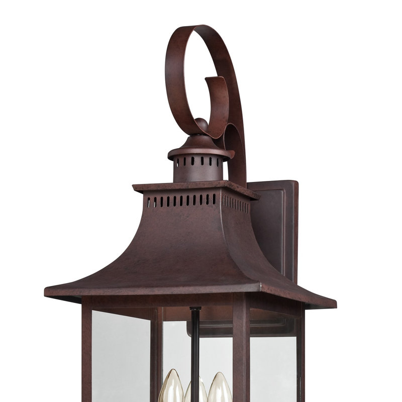 Lanterne murale d'extérieur en verre à 3 ampoules H 23,5 po Amarone, Bronze cuivré