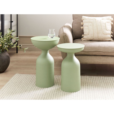 Set of 2 Metal Side Tables Green Cidalina