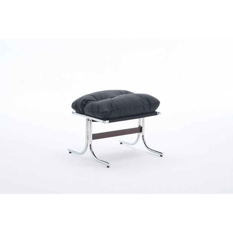 Bauhaus-Inspired Leather Footstool, Black