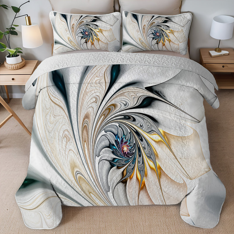 3 Pieces Full/queen/king Size Puffy Quilt Set, Reversible Bedspread Coverlet, All Seasons, Rustic Quilted Blanket Bedding Sets With Pillow Shams, Modern Style Thin Comforter, 2 Pieces Twin Quilt Set