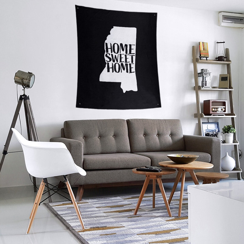 Tapisserie murale Home Sweet Mississippi, H 80 po x l 68 po, Noir