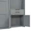Lit escamotable simple simple avec placard, tiroirs et bureau - gris