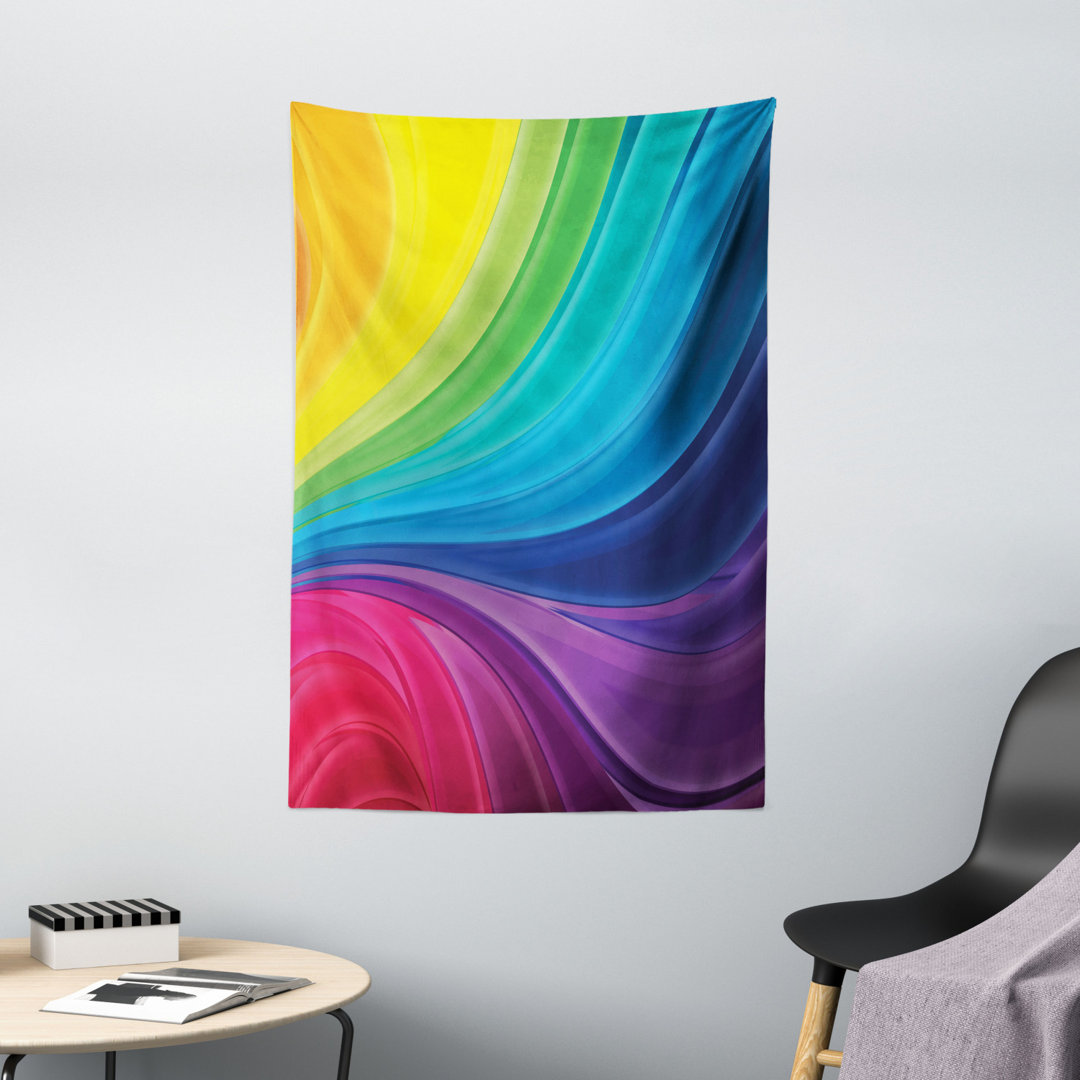 Wandbehang glatter Regenbogen inspirierte kurvige Linien Muster-Spiral-wellenförmiges weiches Spray