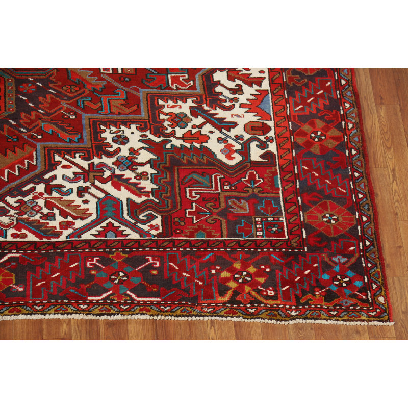 Tapis traditionnel rouge à motif géométrique 8 x 12