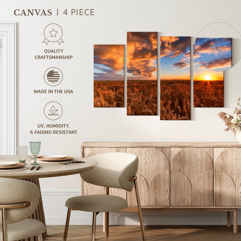 Harnek Wheat Field Sunset View, 42" H x 68" W