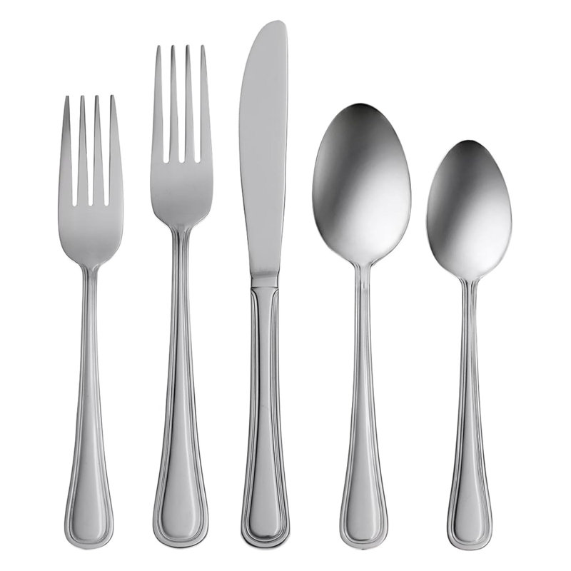 Oneida Tress Everyday 50 Piece Flatware Set, Dishwasher Safe, 5.40 LB, Metallic