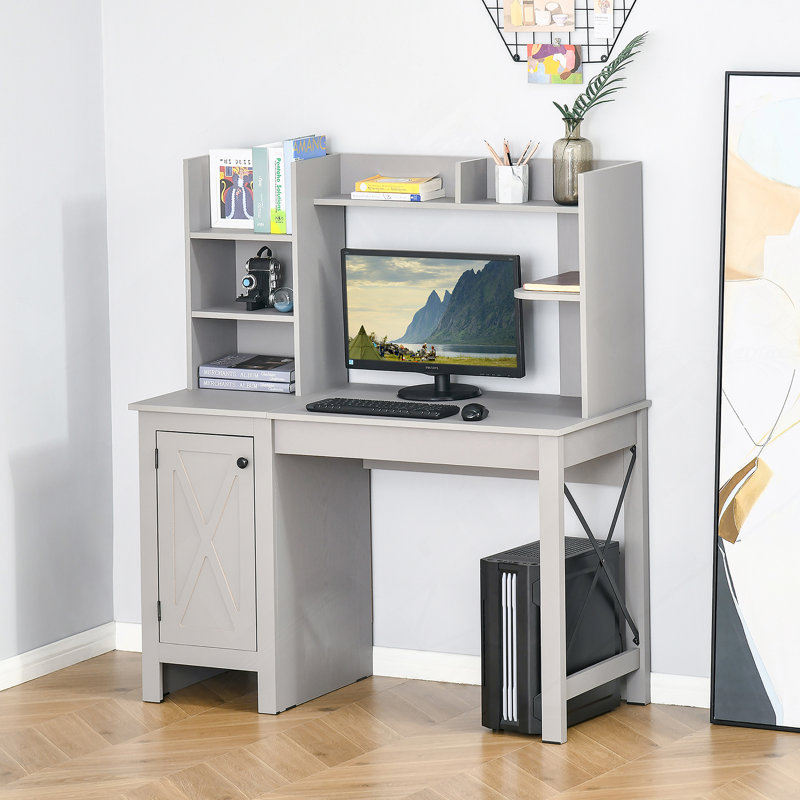 Bureau d'ordinateur Bureau à domicile avec cabinet, Gris clair