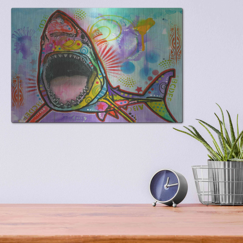 Highland Dunes «Shark 1» par Dean Russo, art mural en métal, H 12 po x l 16 po