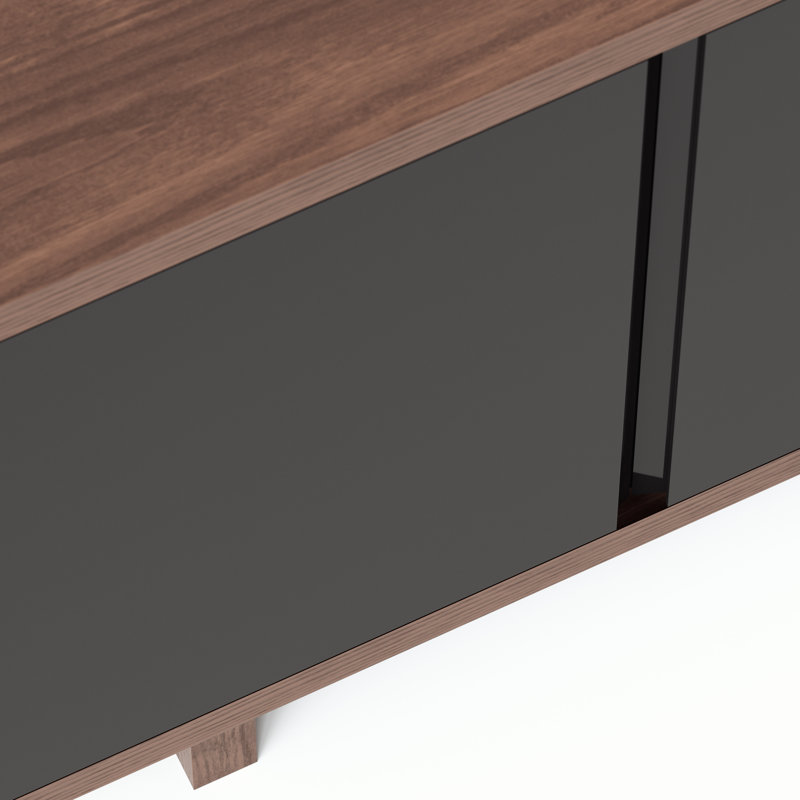 Modern Brazilian 71'' W Solid Wood Sideboard, Nogal/Black