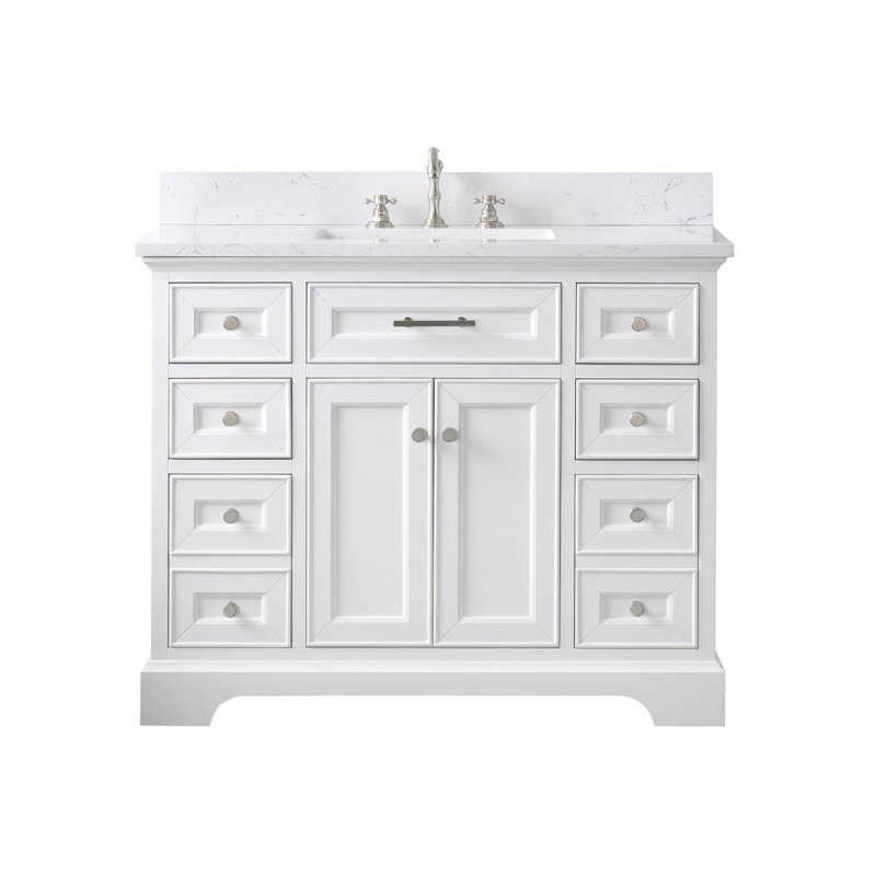 Ensemble de meuble-lavabo simple 42 po Currahee, Blanc / nickel brossé
