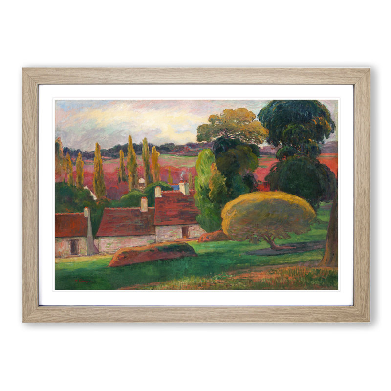 A Farm in Brittany by Paul Gauguin - Picture Frame Painting, Oak Framed, 36cm H x 48cm W x 2cm D