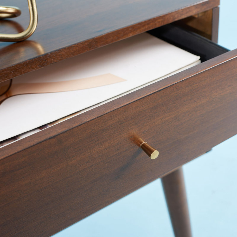 Debriana 18'' W Nightstand, Gold/Walnut