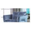 Fauteuil d'appoint contemporain en velours bleu clair avec pieds en X chromés et capitonnage biscuit