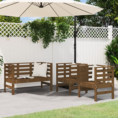 Brayden Studio 3 Piece Garden Lounge Set Solid Wood Pine