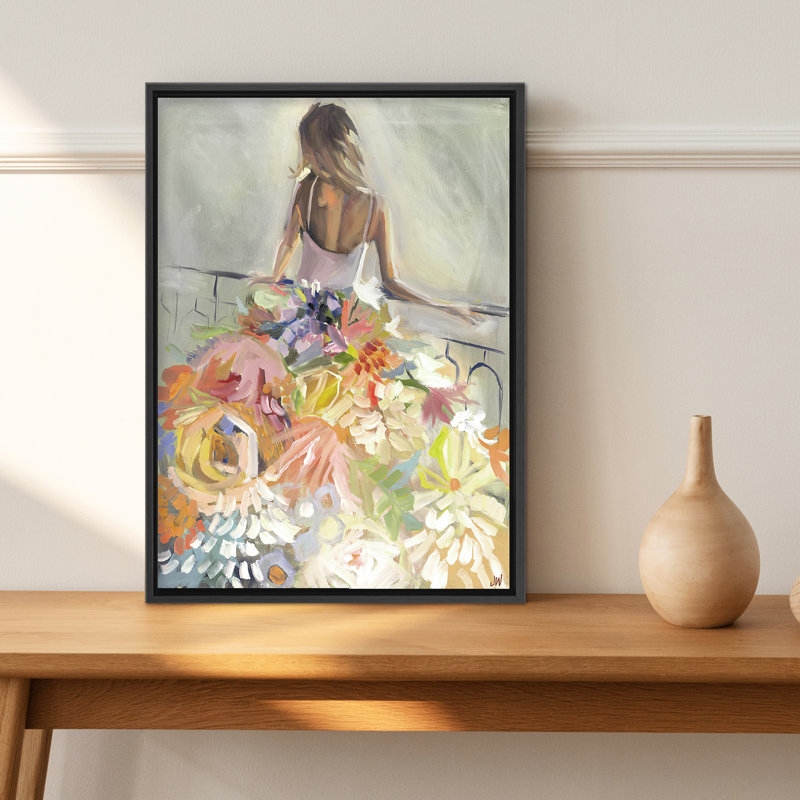 Nature Inspired Blossom Reverie: The Enigmatic Backdrop, 40" H x 30" W x 2.375" D, Black, Framed Canvas