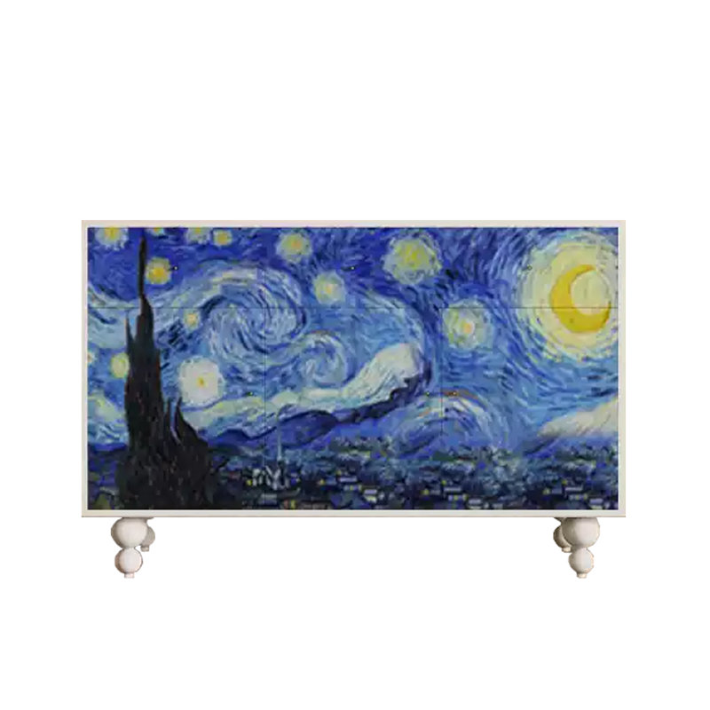 Buffet peint Painted, Blanc / Bleu