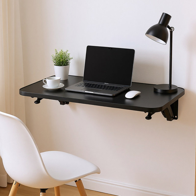 Metal Base Floating Desk, Black, 3cm H x 52cm W x 24cm D