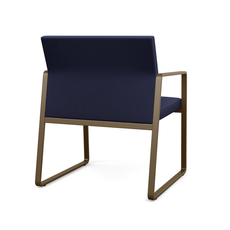 Chaise d'invité surdimensionnée Gansett, Bronze, Portes ouvertes en tissu bleu marine