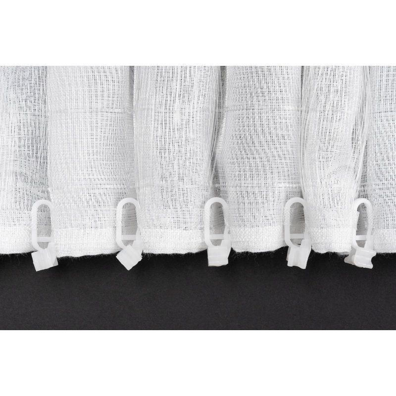 Rhombic Tab Top Semi Sheer Single Curtain, 245cm W x 135cm D, White