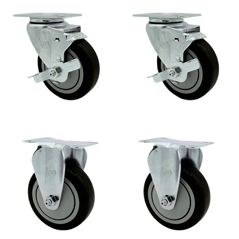 4 Piece Polyurethane Caster Set, Black