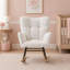 Chaise berçante moderne en sherpa avec poche et dossier haut-375757712