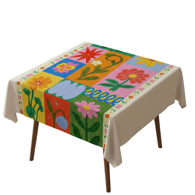 Eloan Premium Tablecloth (55 x 55 Inches), 50% Cotton & 50% Polyester, Washable & Ironable | Machine Wash Safe at 86°F, Tumble Dryer Safe | Elegant Design for Dining Room & Special Occasions, Easy Care & Durable