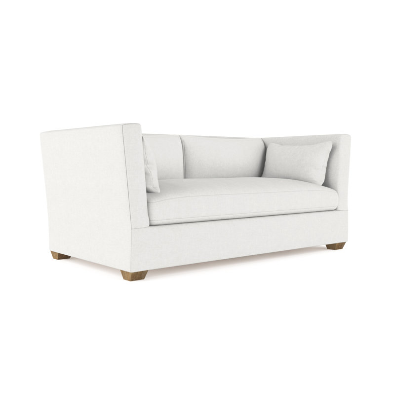 Canapé Rivington, H 31 po x l 84 po x P 37 po, Lin Box Weave blanc, Brun foncé