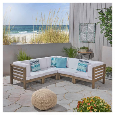 5-PIECE V SHAPE SOFA SET, WHITE