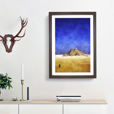 Camel by the Pyramids of Giza - Picture Frame Graphic Art Print