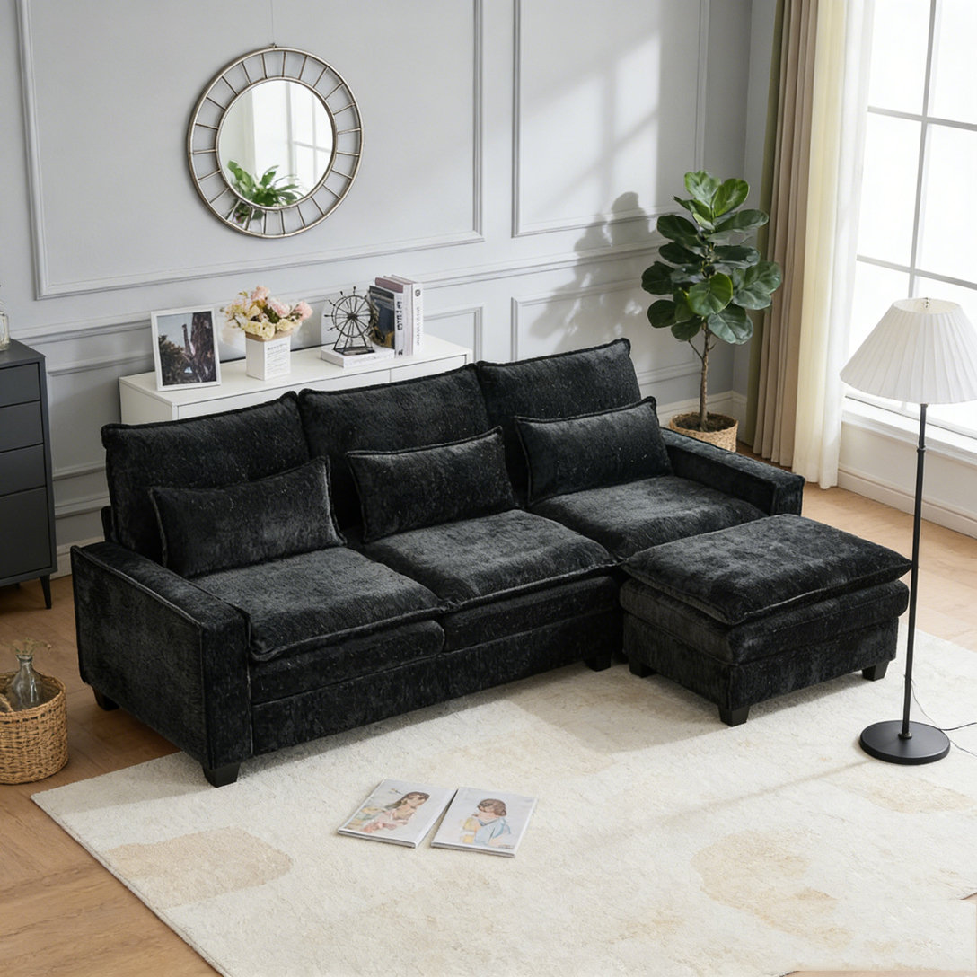 Latitude Run® 99'' Sectional Cloud Deep Seat Couch, Modern Comfy ...