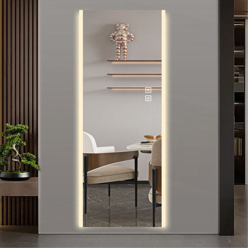 Led Mirror Full Length,Frameless Full-Length Mirror,Wall Mounted Mirror With Light,Three-Color Changing Light,Explosion-Proof Glass, High-Definition Imaging