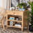 Bhagipuri Modern Bohemian Mahogany Wood and Natural Rattan 1-Drawer Console Table