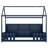Navy Twin Pine House Bed With LED Shelf Storage-719036529
