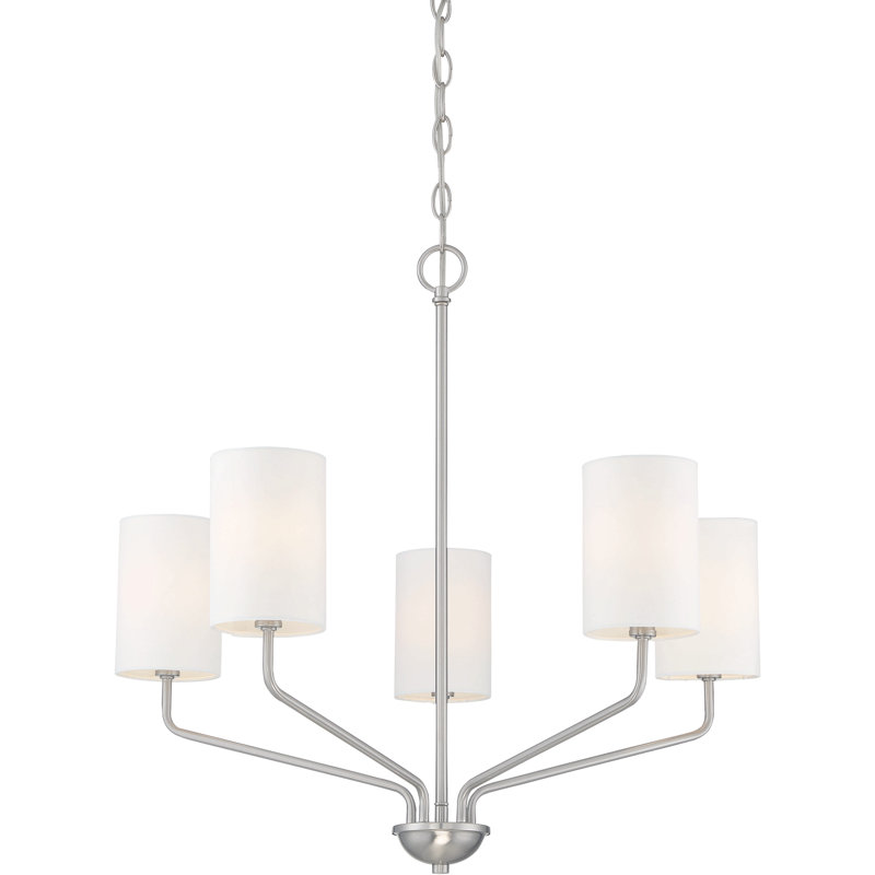 Lustre classique à 5 lumières à abat-jour Kautz, Nickel brossé