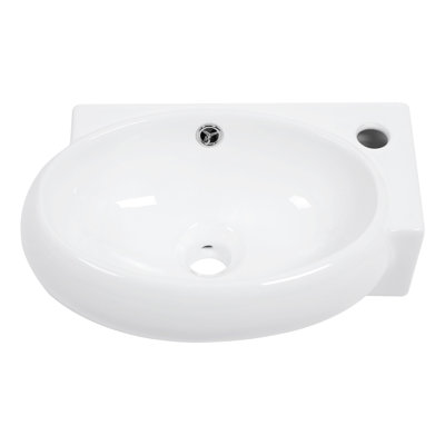 16X11 Inch Bathroom Sink, Ceramic, Wall Mounted, White, Stain , Reliable Quality Ceramic Mount, Versatile Design