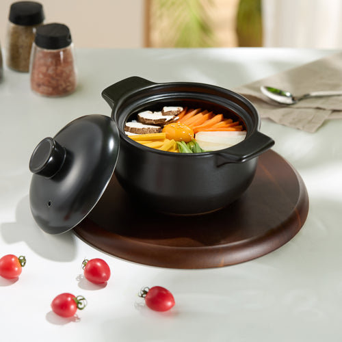 Pot avec couvercle en grès Kols, 38 oz, noir Kook