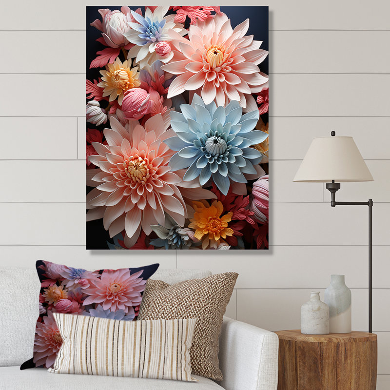 «Soft Elegance Mums Flowers IV» sur toile, H 40 po x l 30 po x P 1,5 po, Toile tendue