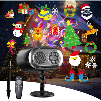 Halloween Christmas Projector Lights Outdoor, 2-In-1 HD Ocean Wave Effect With 12 Dynamic Patterns & Remote, Waterproof Holiday Lighting For Yard Home Decor
