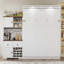 Lit escamotable avec armoire de rangement, support à vin, porte-verre, tiroirs et bande à DEL multicolore