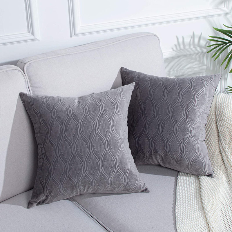 Housse de coussin carré en velours, Gris